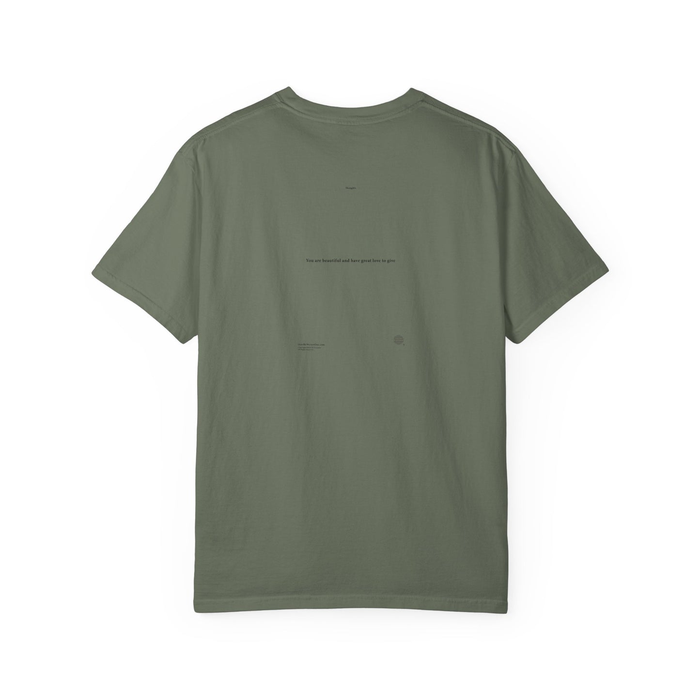 THOUGHTS Book Cover With "You are beautiful and have great love to give" Page 3, Unisex T-shirt, multiple colors