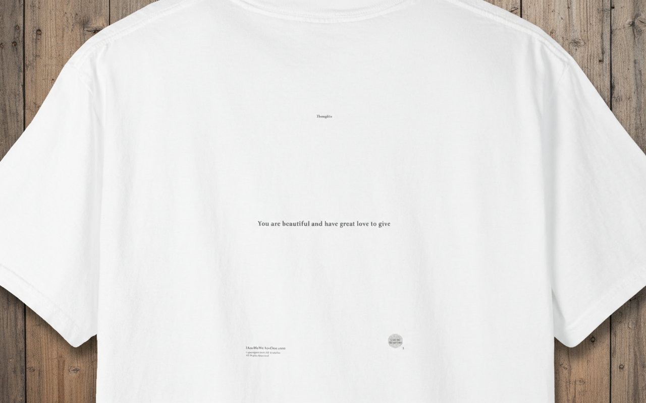 THOUGHTS Book Cover With "You are beautiful and have great love to give" Page 3, Unisex T-shirt, multiple colors